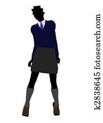 afrikanischer amerikaner, schule- mädchen, silhouette