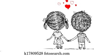 Couple in love together, valentine sketch for your design Couple in love together, valentine sketch for your design