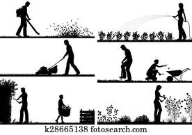Gardening foreground silhouettes Gardening foreground silhouettes