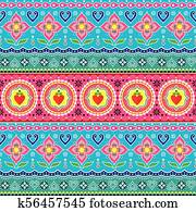 Indian trucks art seamless vector pattern, Pakistani colorful truck floral design with lotus flower, leaves and abstract shapes Indian trucks art seamless vector pattern, Pakistani colorful truck floral design with lotus flower, leaves and abstract shapes