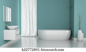 Interior of modern bathroom with blue walls Interior of modern bathroom with blue walls