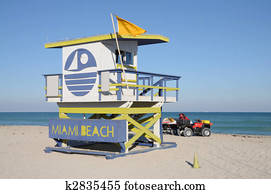 Lifeguard Tower at Miami South Beach, Florida USA