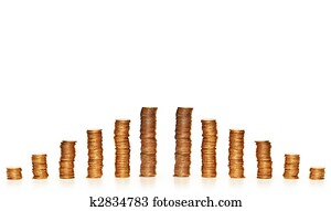 Stacks of coins isolated on the white background Stacks of coins isolated on the white background
