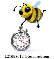 3d Honey bee with a stopwatch 3d Honey bee with a stopwatch