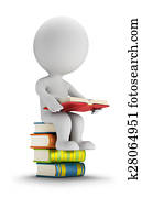 3d small people sitting on the books 3d small people sitting on the books