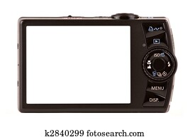 Compact digital camera rear view isolated on white