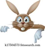Easter bunny pointing at banner Easter bunny pointing at banner