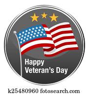 feliz, dia veterans, ícone