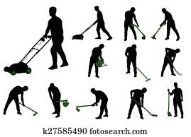 gardening work silhouettes gardening work silhouettes