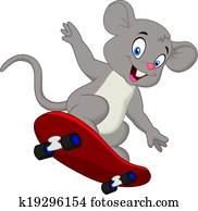 niedlich, maus, karikatur, skaten niedlich, maus, karikatur, skaten