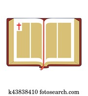 offenes, bible., flache, abbildung