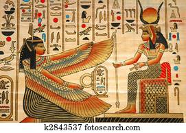 Papyrus with elements of egyptian ancient history