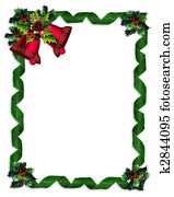 חג המולד, גבול, holly,, bells,, ו, סרטים