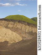 Azores coastline volcanic landscape in Faial island. Ponta dos Capelinhos