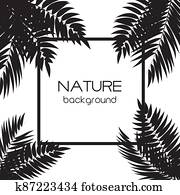 beautifil, דקל, דפדף, צללית, רקע, illustrat