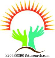 betende hände, bild, logo