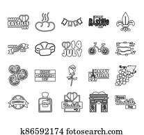 bundle of bastille day icons bundle of bastille day icons