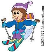 Cartoon skiing boy Cartoon skiing boy