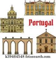edifícios históricos, e, sightseeings, de, portugal
