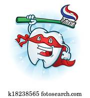 Tooth Super Hero Mascot Cartoon