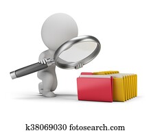 3d, pequeño, gente, -, búsqueda, documentos