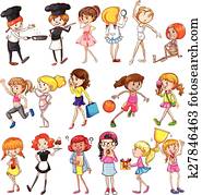 Different activities of girls