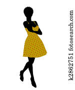 Fashionable African American Female Illustration Silhouette Fashionable African American Female Illustration Silhouette