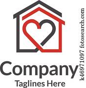 haus, und, herz, logo, vector,, haeusliche versorgung, logo, vektor haus, und, herz, logo, vector,, haeusliche versorgung, logo, vektor