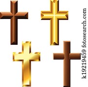holz, und, gold, kreuz, satz holz, und, gold, kreuz, satz