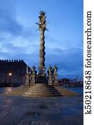 Pillory Twisted Column in Porto by Night