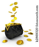Purse and falling money
