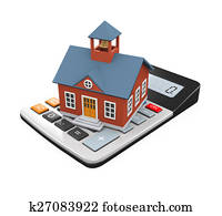 School Building Icon and Calculator