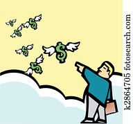 Money with wings clipart k12323854 fotosearch