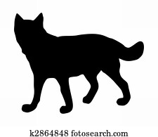 The black silhouette of a wolf on white The black silhouette of a wolf on white