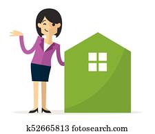 Vector of a businesswoman with home icon