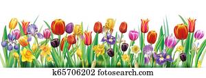 anordnung, mit, mehrfarbig, frühjahrsblumen anordnung, mit, mehrfarbig, frühjahrsblumen