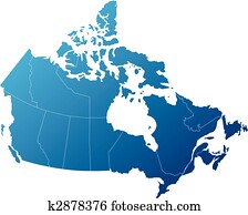canadá, com, províncias, sombras, de, protegido, azul