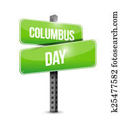 columbus day road sign illustration