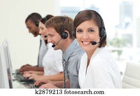Customer service agents in a call center Customer service agents in a call center