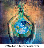 Female earth ilustration with alchemical signs. Female earth ilustration with alchemical signs.