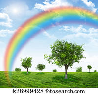 landschaft, mit, regenbogen