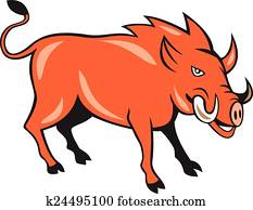 Razorback Wild Pig Jumping Clip Art | k13975066 | Fotosearch