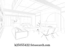 Sketch Of Kitchen With Dining Area Sketch Of Kitchen With Dining Area