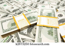 Ten thousand dollar stacks on money background Ten thousand dollar stacks on money background