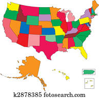usa, 50, staaten, in, color,, mit, puerto rico, und, jungferninseln usa, 50, staaten, in, color,, mit, puerto rico, und, jungferninseln