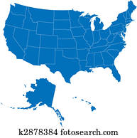 USA 50 States Blue Color