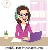 Young Call Center Operator Girl Young Call Center Operator Girl