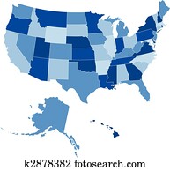 ארהב, 50, מדינות, גוונים של כחולים