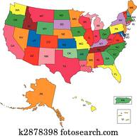 ארהב, 50, מדינות, עם, 2, מכתב, צין, שמות, ארהב, 50, מדינות, עם, 2, מכתב, צין, שמות