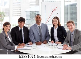 internacional, muli-ethnic, empresarios, en, un, reunión